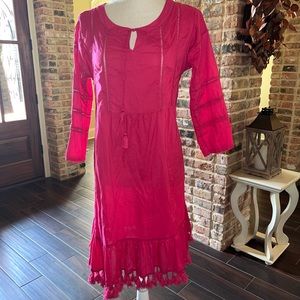Catherine Malandrino dress Size S Dark Pink Fringe Tassel Cover-Up Womens